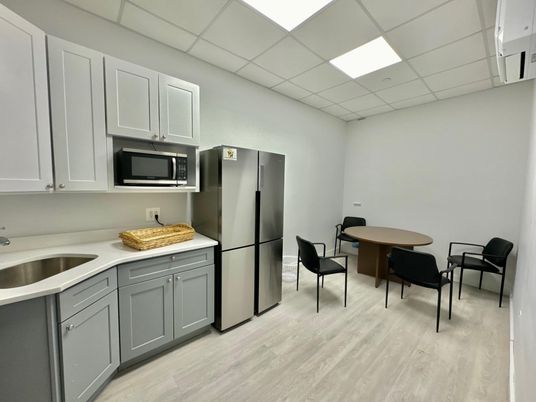 Dining room, Interior, Kitchen, Recessed Lighting, Stainless Steel Appliances, Wood Texture Flooring