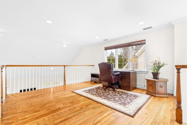 Home Office, Interior, Recessed Lighting, Wood Texture Flooring