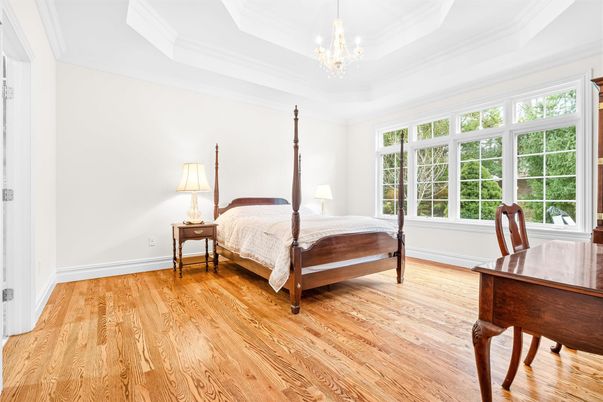 Bedroom, Chandelier, Interior, Wood Texture Flooring