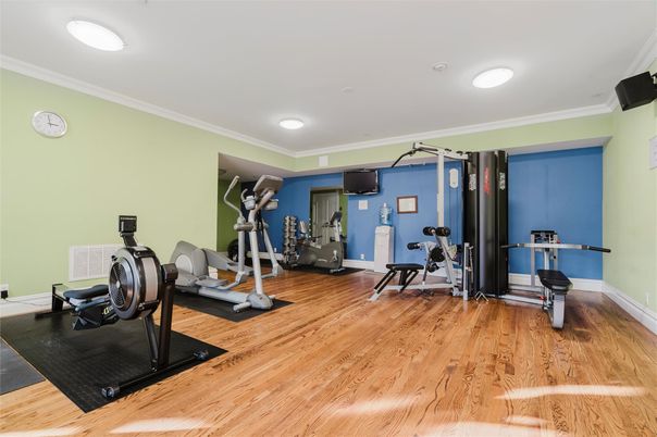 Fitness Equipment, Interior, Recessed Lighting, Wood Texture Flooring