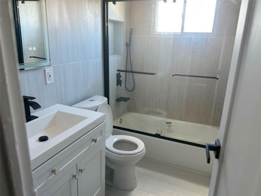 Bathroom, Glass Shower, Interior, Wood Texture Flooring