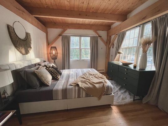 Bedroom, Interior, Wooden Beams, Wooden Ceilings, Wood Texture Flooring