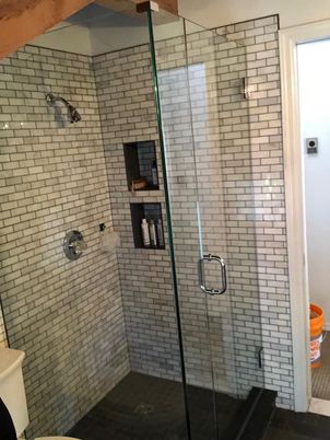 Bathroom, Glass Shower, Interior, Stone Walls