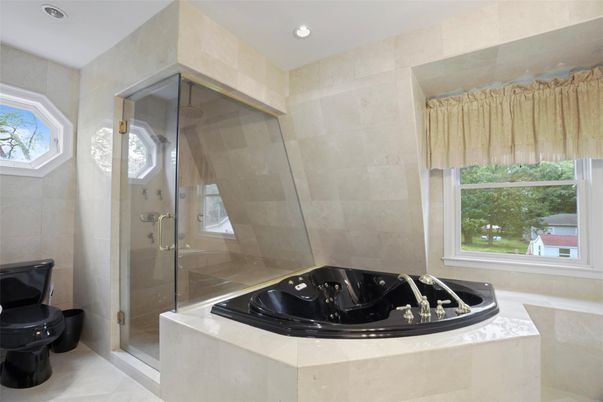 Bathroom, Glass Shower, Interior, Recessed Lighting