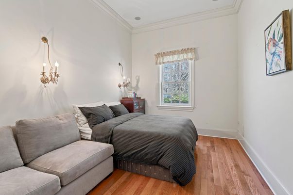 Bedroom, Interior, Pendant Lights, Wood Texture Flooring