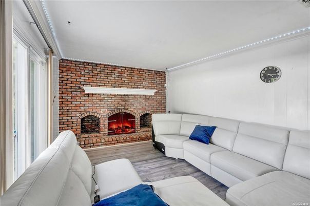 Fireplace, Interior, Living room, Stone Walls, Wood Texture Flooring