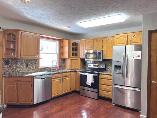 Interior, Kitchen, Stainless Steel Appliances, Wood Texture Flooring