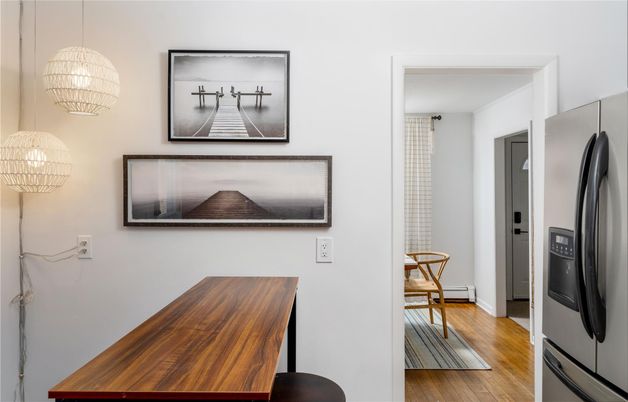 Interior, Kitchen, Pendant Lights, Wood Texture Flooring