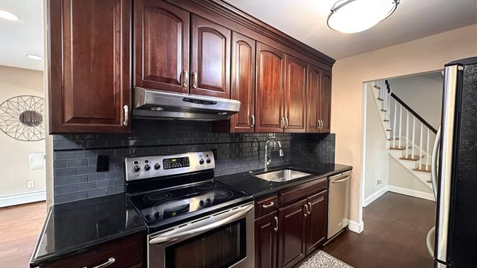 Interior, Kitchen, Stainless Steel Appliances, Wood Texture Flooring