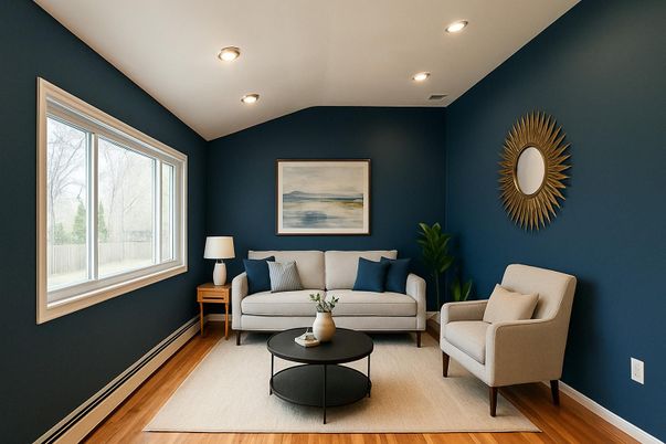 Interior, Living room, Recessed Lighting, Wood Texture Flooring