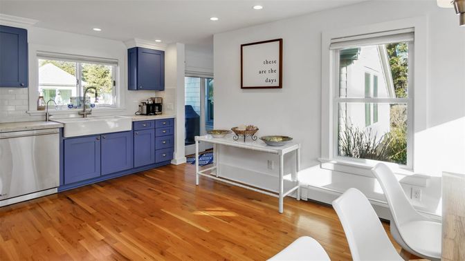 Interior, Kitchen, Recessed Lighting, Wood Texture Flooring