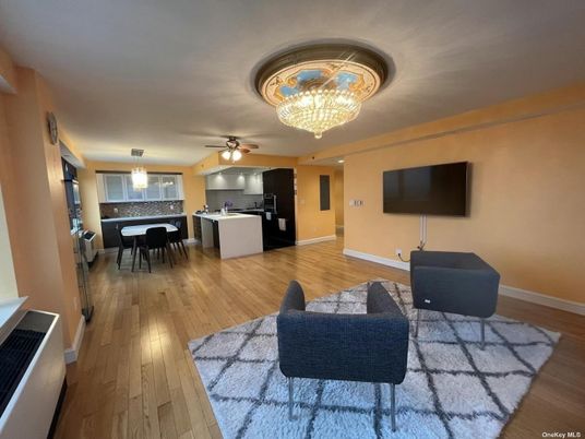 Chandelier, Dining room, Interior, Kitchen, Living room, Pendant Lights, Wood Texture Flooring