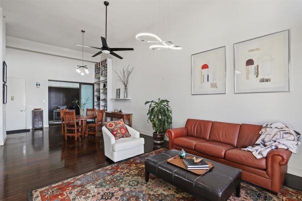 Dining room, Interior, Living room, Pendant Lights, Wood Texture Flooring