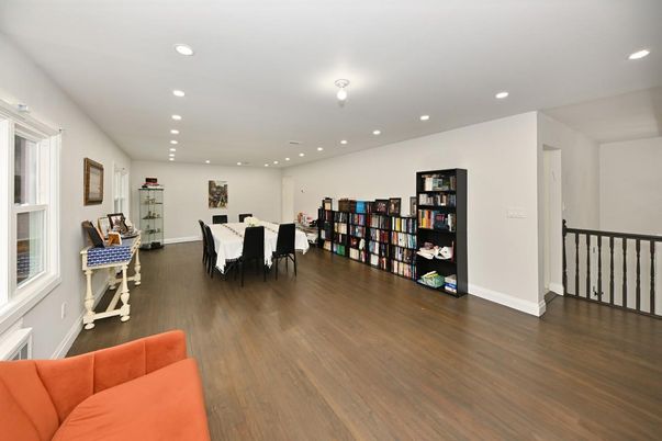 Dining room, Interior, Recessed Lighting, Wood Texture Flooring