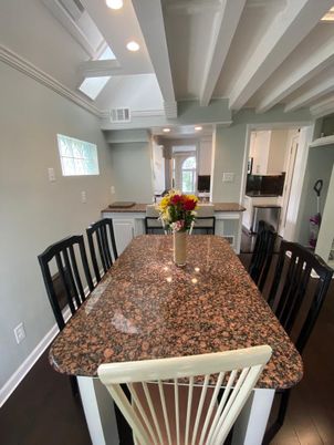Dining room, Interior, Kitchen, Recessed Lighting, Wood Texture Flooring