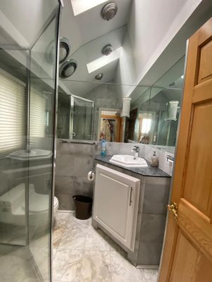 Bathroom, Dual Sink Vanities, Glass Shower, Interior, Marble