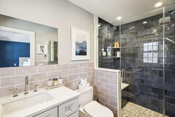 Bathroom, Glass Shower, Interior, Recessed Lighting
