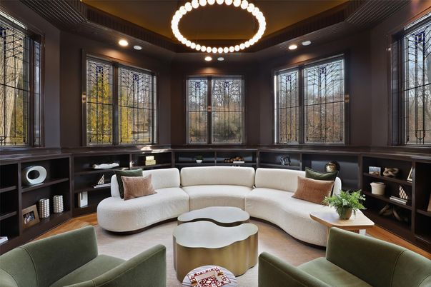 Interior, Living room, Pendant Lights, Recessed Lighting, Wood Texture Flooring
