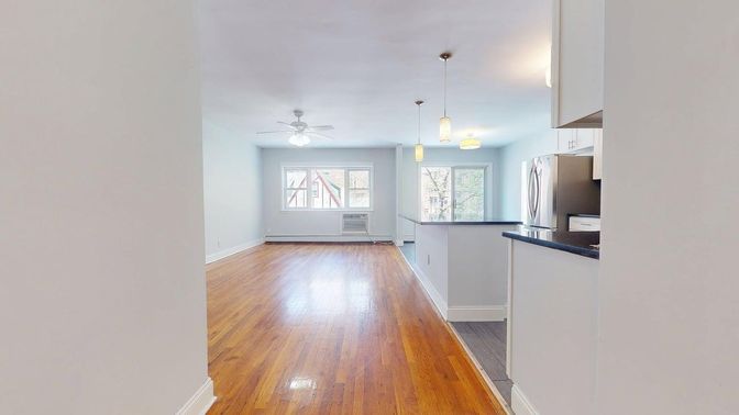 Interior, Kitchen, Pendant Lights, Wood Texture Flooring