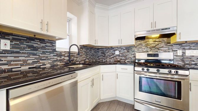 Interior, Kitchen, Stainless Steel Appliances, Wood Texture Flooring
