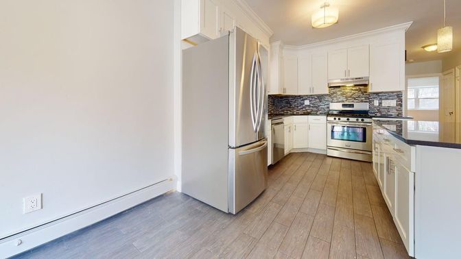 Interior, Kitchen, Stainless Steel Appliances, Wood Texture Flooring