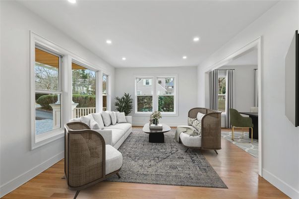 Interior, Living room, Recessed Lighting, Wood Texture Flooring