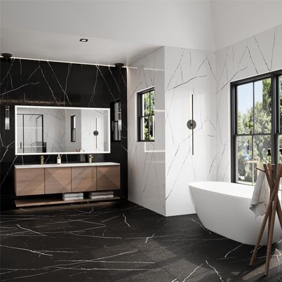Bathroom, Free Standing Baths, Interior, Marble, Marble Walls, Recessed Lighting