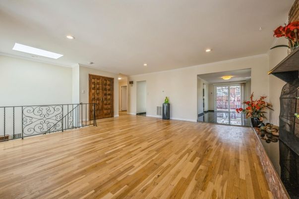 Fireplace, Interior, Recessed Lighting, Wood Texture Flooring