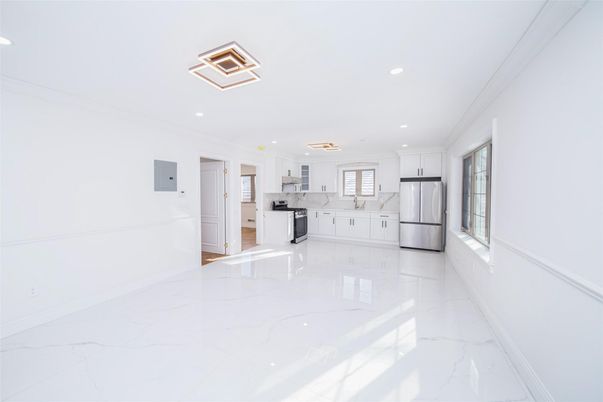 Interior, Kitchen, Marble, Recessed Lighting, Stainless Steel Appliances