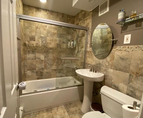 Bathroom, Glass Shower, Interior, Recessed Lighting