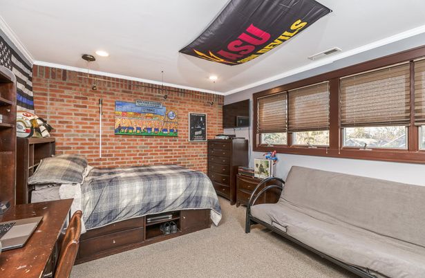 Bedroom, Interior, Recessed Lighting, Stone Walls