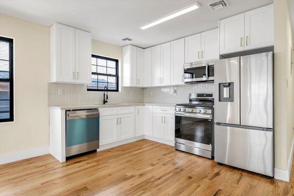 Interior, Kitchen, Stainless Steel Appliances, Wood Texture Flooring