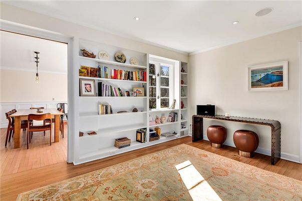 Home Office, Interior, Recessed Lighting, Wood Texture Flooring