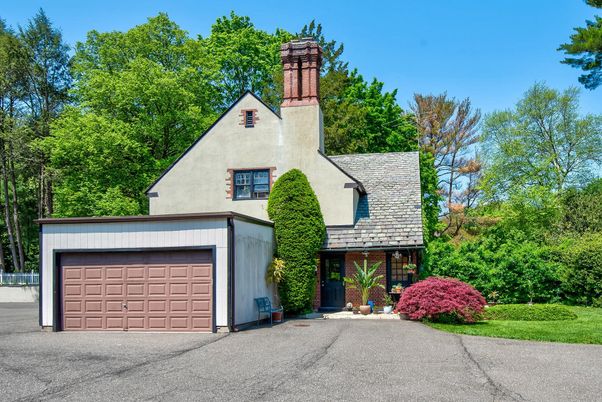 Attached, Detached Garage, Exterior, Facade, Tudor Revival