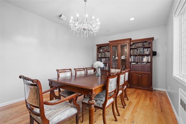 Chandelier, Dining room, Interior, Recessed Lighting, Wood Texture Flooring