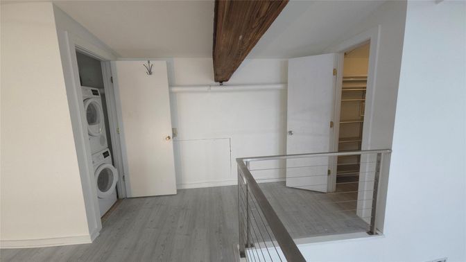 Interior, Utility Closets, Washer, Wooden Beams, Wood Texture Flooring