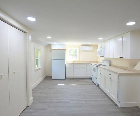 Interior, Kitchen, Recessed Lighting, Wood Texture Flooring