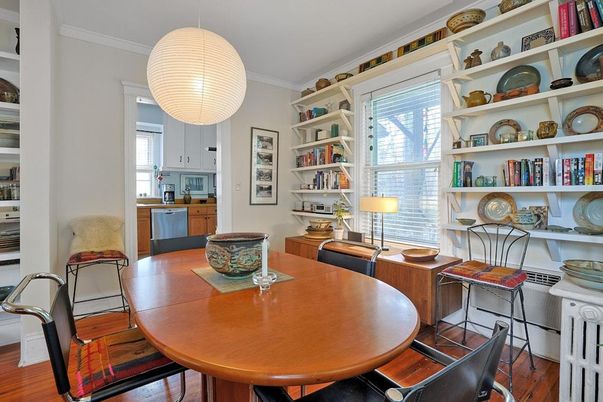 Dining room, Interior, Kitchen, Pendant Lights, Wood Texture Flooring
