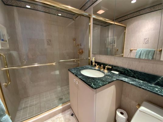 Bathroom, Glass Shower, Interior, Recessed Lighting