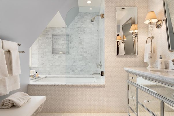 Bathroom, Glass Shower, Interior, Recessed Lighting