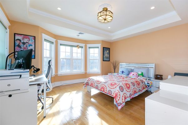 Bedroom, Home Office, Interior, Recessed Lighting, Wood Texture Flooring