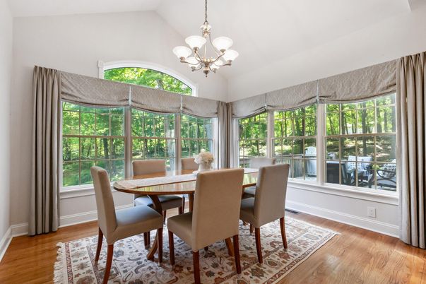 Chandelier, Dining room, Interior, Wood Texture Flooring