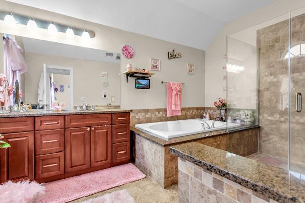 Bathroom, Dual Sink Vanities, Glass Shower, Interior
