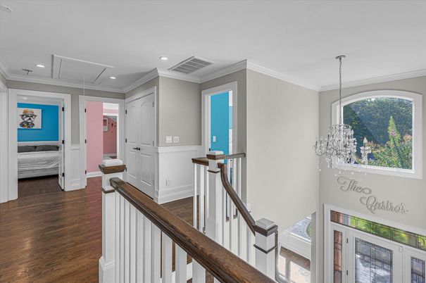 Bedroom, Chandelier, Interior, Recessed Lighting, Wood Texture Flooring