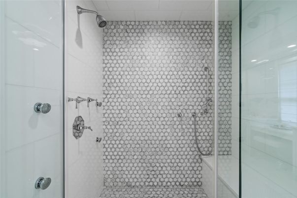 Bathroom, Glass Shower, Interior, Recessed Lighting
