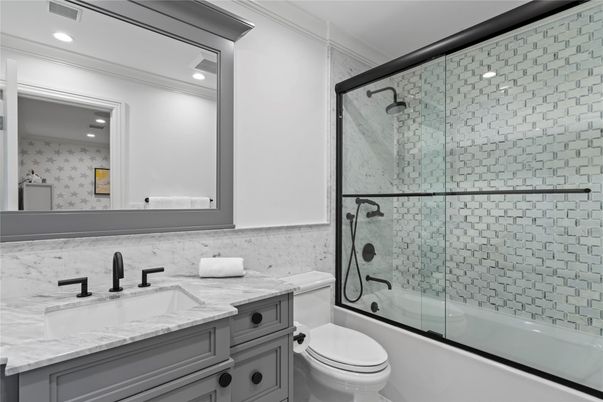 Bathroom, Glass Shower, Interior, Recessed Lighting