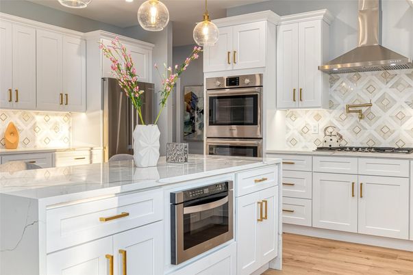 Interior, Kitchen, Pendant Lights, Stainless Steel Appliances, Wood Texture Flooring