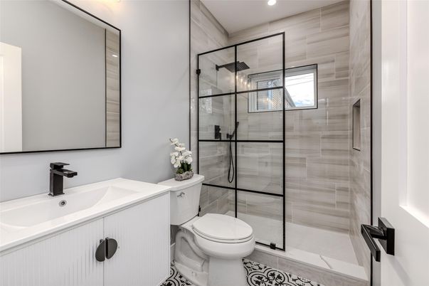 Bathroom, Glass Shower, Interior, Recessed Lighting
