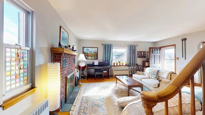 Fireplace, Interior, Living room, Piano, Wood Texture Flooring