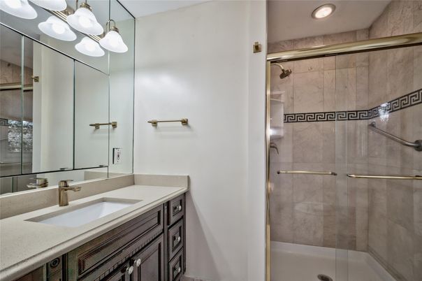 Bathroom, Glass Shower, Interior, Recessed Lighting